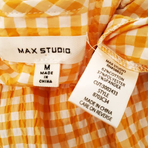 Max Studio Wrap A Round Gingham Top Short Sleeve Size Medium - Picture 5 of 5